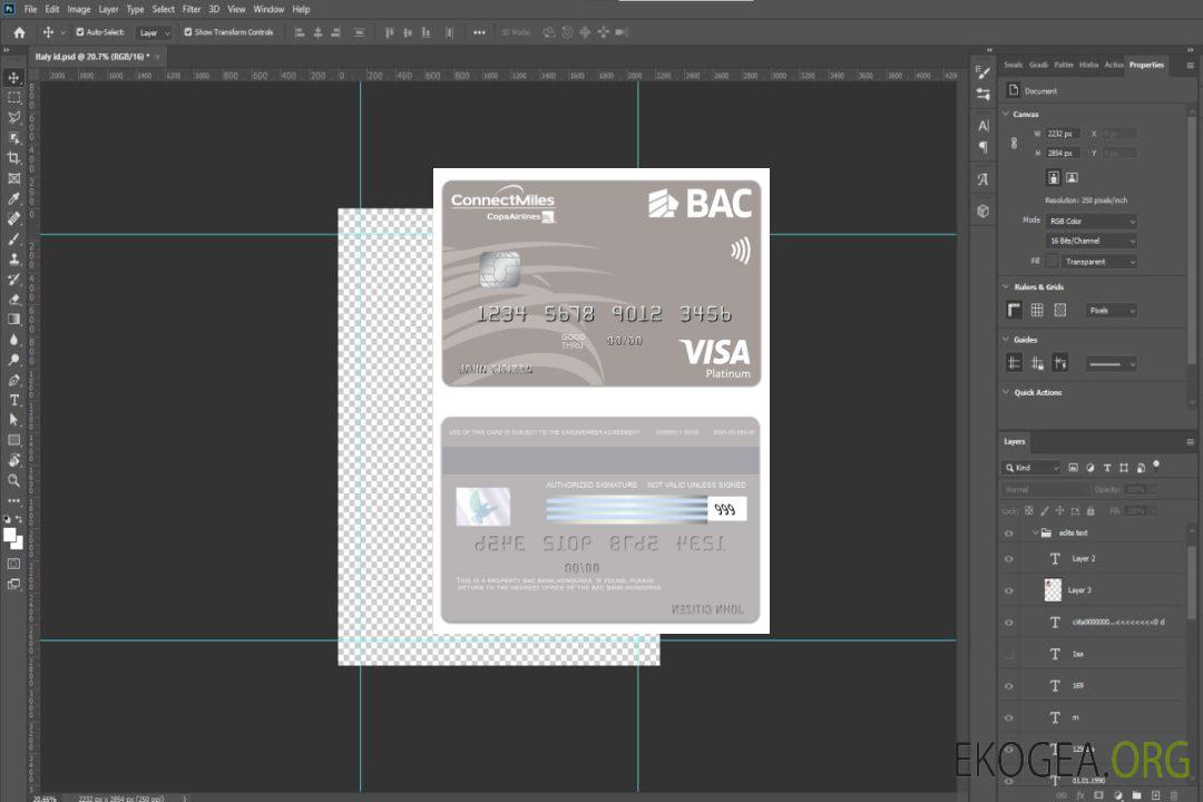 Carte visa platine Honduras BAC Bank template